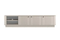 Moderní RTV skříňka Vesper 3D 187 cm na soklu - kašmír černé úchyty