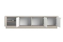 Moderní RTV skříňka Vesper 3D 187 cm na soklu - kašmír černé úchyty