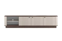 TV stolek Vesper 3D 187 cm na soklu  - Kašmír / Ořech / Černé úchytky
