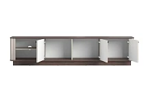 TV stolek Vesper 3D 187 cm na soklu  - Kašmír / Ořech / Černé úchytky