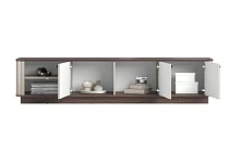 TV stolek Vesper 3D 187 cm na soklu  - Kašmír / Ořech / Černé úchytky