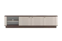 TV stolek VESPER 3D 187 cm kašmír / ořech – zlaté úchytky, sokl | furnipol.cz