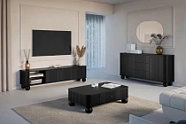 Černá třídvéřová TV skříňka Vesper 187 cm  - Čierna