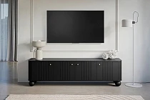 TV stolek VESPER 4D 187 cm černý – zlaté úchytky, kulové nohy | furnipol.cz