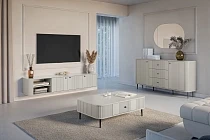 Závěsný TV stolek VESPER 187 cm kašmír – černé úchytky | furnipol.cz