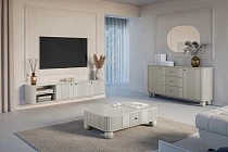 Závěsný TV stolek VESPER 187 cm kašmír – černé úchytky | furnipol.cz