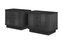Set 2 nočních stolků VESPER 56 cm černý – černé úchytky, sokl | furnipol.cz