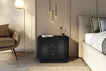  Set 2 nočních stolků VESPER 56 cm černý – zlaté úchytky, sokl | furnipol.cz