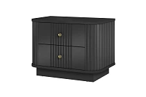  Set 2 nočních stolků VESPER 56 cm černý – zlaté úchytky, sokl | furnipol.cz