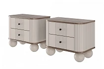 Set 2 nočních stolků VESPER 56 cm kašmír / ořech – černé úchytky | furnipol.cz