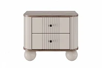 Set 2 nočních stolků VESPER 56 cm kašmír / ořech – černé úchytky | furnipol.cz