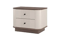 Set 2 nočních stolků VESPER 56 cm kašmír / ořech – černé úchytky | furnipol.cz