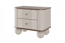 Set 2 nočních stolků VESPER 56 cm kašmír / ořech – zlaté úchytky | furnipol.cz