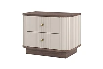 Set 2 nočních stolků VESPER 56 cm kašmír / ořech – zlaté úchytky | furnipol.cz