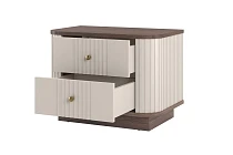 Set 2 nočních stolků VESPER 56 cm kašmír / ořech – zlaté úchytky | furnipol.cz