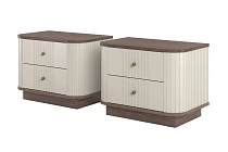 Set 2 nočních stolků VESPER 56 cm kašmír / ořech – zlaté úchytky | furnipol.cz