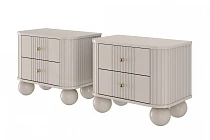 Set 2 nočních stolků VESPER 56 cm kašmír – zlaté úchytky, kulové nohy | furnipol.cz