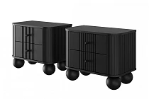 Set 2 nočních stolků VESPER 56 cm černý – černé úchytky | furnipol.cz
