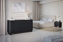  Set 2 nočních stolků VESPER 56 cm černý – zlaté úchytky | furnipol.cz
