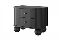  Set 2 nočních stolků VESPER 56 cm černý – zlaté úchytky | furnipol.cz