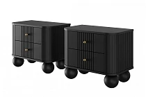  Set 2 nočních stolků VESPER 56 cm černý – zlaté úchytky | furnipol.cz