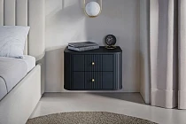 Set závěsných nočních stolků VESPER 56 cm černý – zlaté úchytky | furnipol.cz