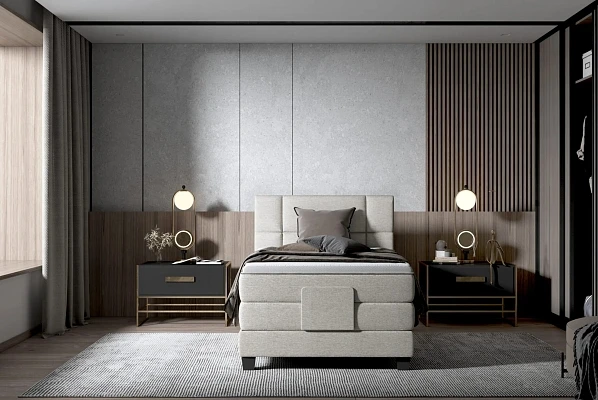 Kontinentálna posteľ typu boxspring REY s elektrickým nastavením polohy – 120 × 200