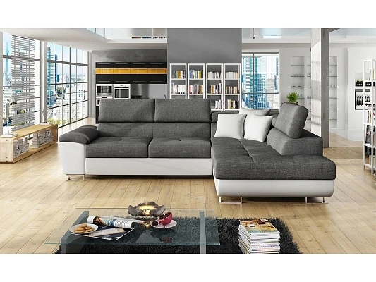 Rohová sedacia súprava COTERE - ekokoža Soft 017 (biela) + Lux 06 + ekokoža Soft 017 (biela)