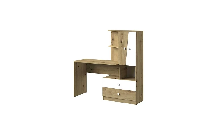 Písací stôl s regálom NERO 11 dub artisan / biela matná