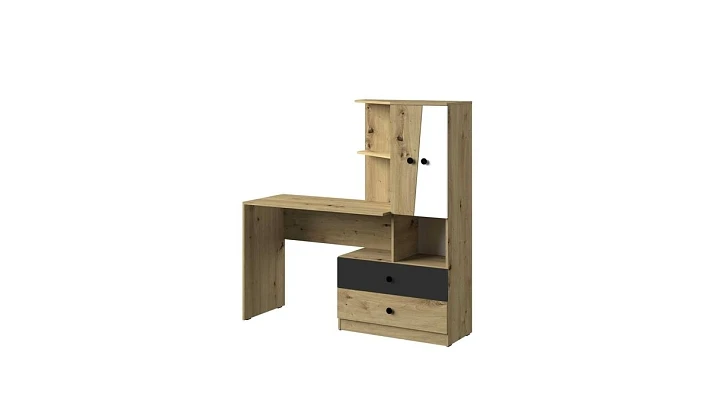 Písací stôl s regálom NERO 11 dub artisan / čierna matná