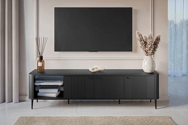TV stolek Vesper 3D 187 cm - černý  černé nohy