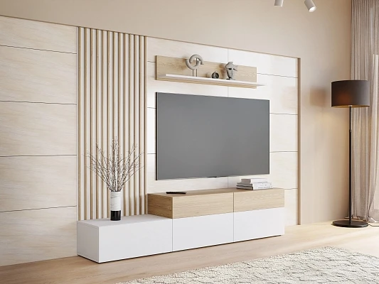 Obývací stěna NAREZI I  - Dub cremona / bílá