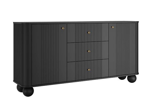 Komoda se zásuvkami Vesper 160 cm - Čierna / zlatá