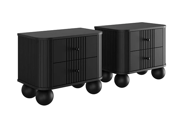 Set nočních stolků Vesper 56 cm kulaté nohy - Čierna