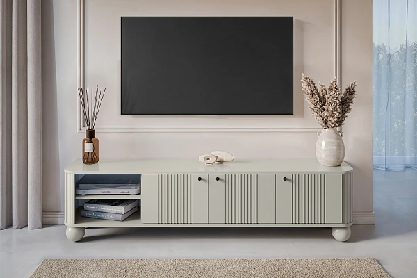 Černá třídvéřová TV skříňka Vesper 187 cm  - Kašmír / čierna