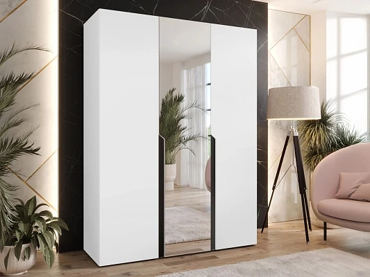 Šatní skříň MILA 2 150 se zrcadlem - Čierna / biela
