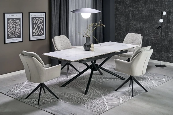 Rozkladací jedálenský stôl VITORINO – Biely mramor