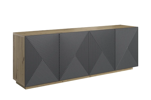 Moderní komoda Asha 200 cm čtyřdveřová - Dub artisan