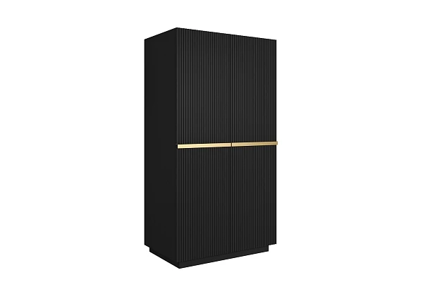 Šatní skříň Nicole 100 cm se zásuvkami - černý mat / zlaté úchytky