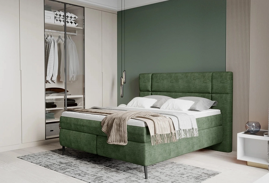 Boxspring – manželská čalúnená posteľ LUCIO – 160 × 200