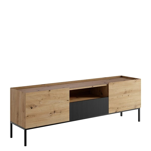 TV stolík COMO 180 2D1SZ s drážkovanými čelami – dub artisan