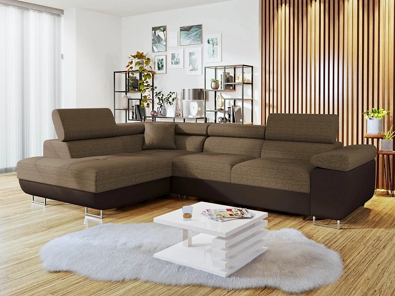 Rohová sedacia súprava TOREZIO s rozkladacou funkciou a úložným priestorom - Soft 066 + Lux 03