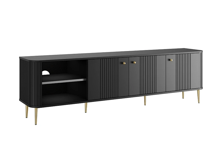 TV stolek Vesper 3D 187 cm  - Čierna / Zlaté nožičky