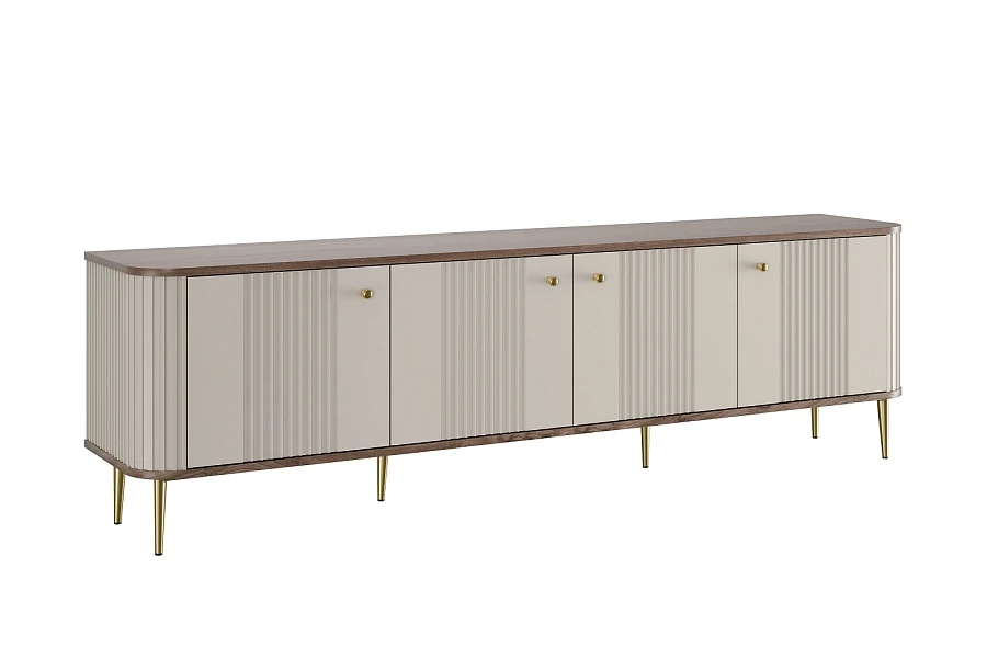 TV stolek Vesper 4D 187 cm  - Kašmír / Ořech / Zlaté nohy