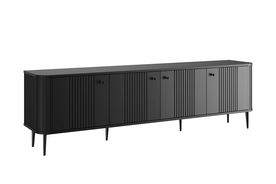 TV stolek Vesper 4D 187 cm  - Čierna / Čierne nohy