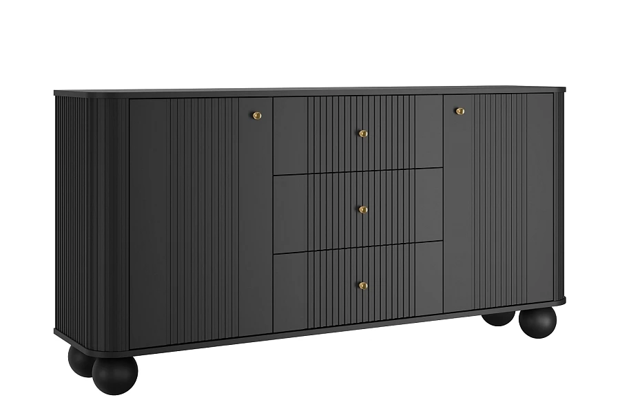 Komoda se zásuvkami Vesper 160 cm - Čierna / zlatá