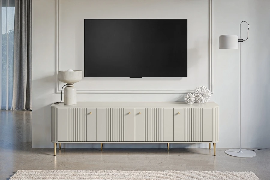 TV stolek Vesper 4D 187 cm  - Kašmírová / zlaté nožky
