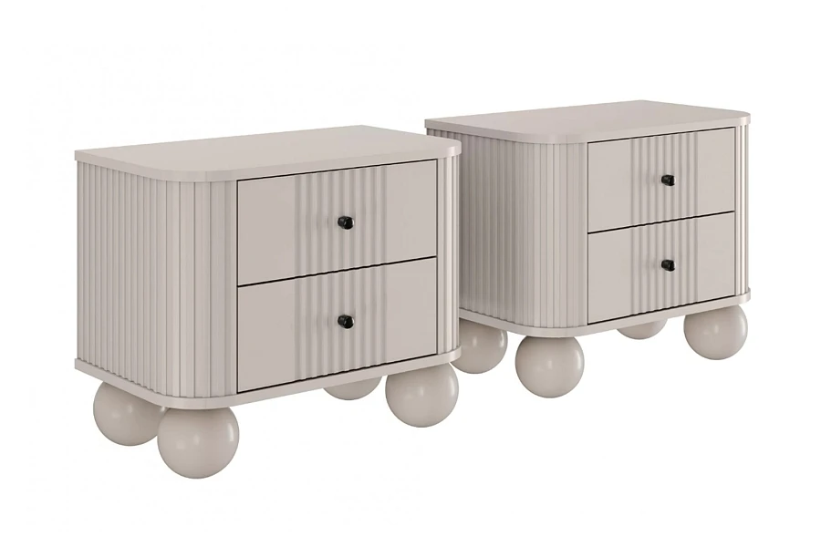 Set nočních stolků Vesper 56 cm kulaté nohy - Kašmír / čierna