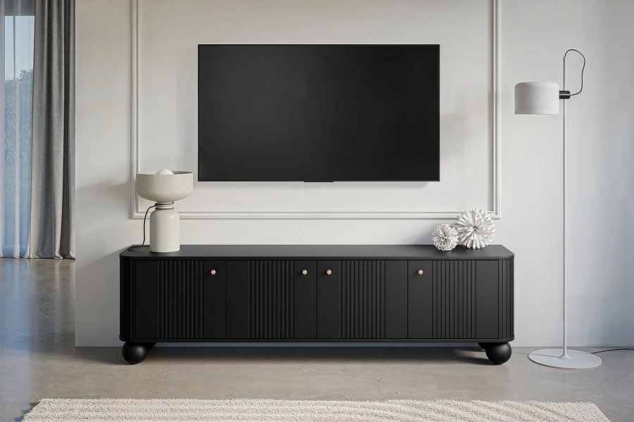 Moderní TV skříňka Vesper 187 cm - Čierna / zlatá