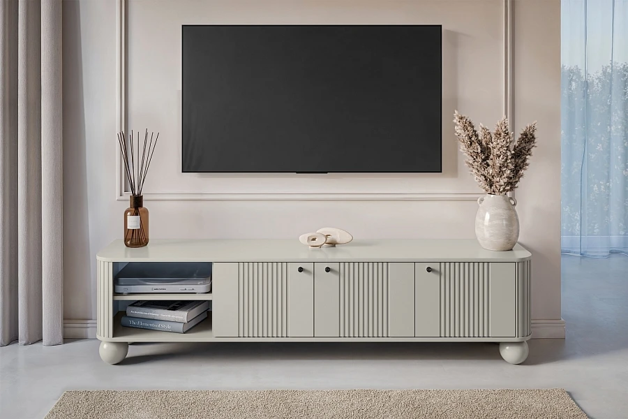 Černá třídvéřová TV skříňka Vesper 187 cm  - Kašmír / čierna